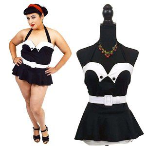 Belsira 2-Piece Swimdress in Black and White 3x